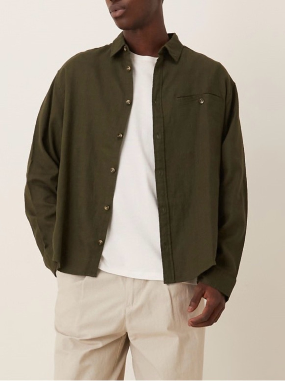 ASOS Olive Green Boxy Shirt Jacket